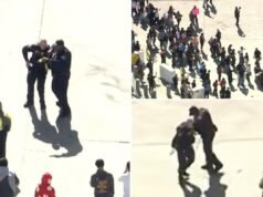 Agente federale ferito mentre gli agitatori studenteschi anti-ICE hanno visto oscillare il palo contro gli agenti nello scontro DTLA