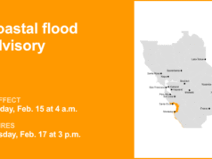 Avviso di inondazioni costiere per la baia di Monterey settentrionale, la baia di Monterey meridionale e la costa di Big Sur da domenica a martedì
