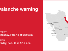 L’area del Greater Lake Tahoe è sotto allarme valanghe fino alle prime ore di giovedì mattina