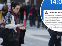 Un forte allarme risuona da tutti i telefoni australiani contemporaneamente