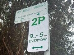 La regola che Karina ha infranto non si trova su questo cartello, ma ha comunque ricevuto una multa