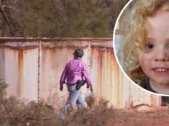 La polizia ispeziona la dependance e il carro armato della vicina stazione di pecore alla ricerca di Gus