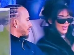 Kim Kardashian e Lewis Hamilton fanno un’apparizione a sorpresa al Super Bowl 2026 per lanciare la relazione