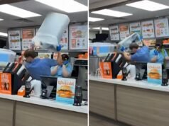 Un video virale mostra i lavoratori della Texas Whataburger picchiare un cliente indisciplinato con un bidone della spazzatura e un cestino per friggere dopo un presunto attacco da parte di ubriachi