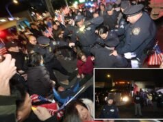 Centinaia di manifestanti invadono la proposta di un rifugio per senzatetto a New York e bloccano fisicamente il camion da costruzione