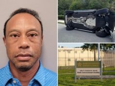 Tiger Woods appare stordito e con gli occhi vitrei nella foto segnaletica dopo l’incidente in Florida e l’arresto per guida in stato di ebbrezza