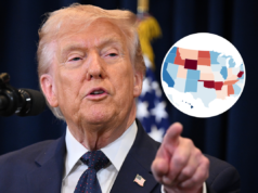 La mappa mostra il grado di approvazione di Donald Trump in ogni stato dopo 14 mesi