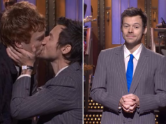 Harry Styles bacia Ben Marshall durante il monologo di ‘SNL’ mentre scherza sulle passate affermazioni di “queerbaiting”