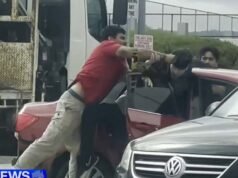 I camionisti combattono i ladri d’auto armati alla stazione di servizio di Melbourne