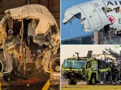Immagini scioccanti e ravvicinate mostrano la devastante distruzione dell’aereo Air Canada dopo l’incidente mortale del LaGuardia