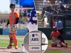 L’arbitro ripreso dal microfono mentre dice “per favore, sii uno strike” in un momento selvaggio di ABS