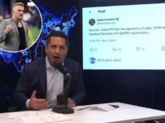 Adam Schefter di ESPN si lamenta del WiFi di Pat McAfee durante lo spettacolo della free agency della NFL