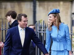 Peter Phillips e la sua fidanzata Harriet Sperling mostrano la loro famiglia reale con le sue due figlie e sua figlia, 13 anni, presenti al servizio di Pasqua di Windsor