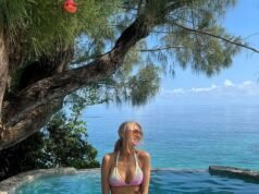 Tess Daly, 57 anni, mostra la sua figura in un bikini scollato mentre fa un tuffo nel mare durante le vacanze ai Caraibi