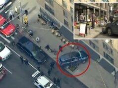 Il SUV si schianta contro un negozio di New York dopo essere saltato dal marciapiede in un incidente straziante