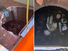 Turista intrappolato fino alla cintola nei liquami per ore dopo che il gabinetto è crollato durante la sosta della famiglia