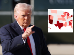 La mappa mostra il grado di approvazione di Donald Trump sott’acqua nelle roccaforti del GOP