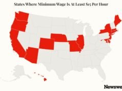 La mappa mostra gli Stati degli Stati Uniti in cui il salario minimo è di almeno 15 dollari l’ora
