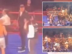 Boxer attaccato dai tifosi con le sedie in una scena caotica dopo aver vinto il combattimento