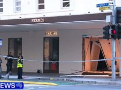 Un negozio di marca ha fatto irruzione con Mercedes per borse del valore di migliaia