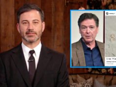 Jimmy Kimmel chiama il post ’86 47′ di Comey “Un’opera d’arte che tua zia con una casa al mare comprerebbe su Etsy”