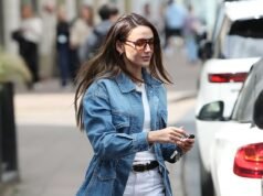 Michelle Keegan sfoggia uno stile chic fuori servizio con una camicia di jeans e jeans bianchi mentre la stella dal viso fresco esce nel Cheshire dopo aver detto che è stato “scoraggiante tornare al lavoro” dopo essere diventata mamma