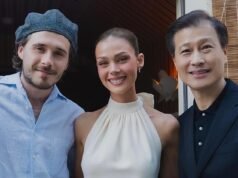 Brooklyn Beckham sostiene con orgoglio la moglie Nicola Peltz alla proiezione del suo nuovo film Prima mentre ringrazia gli amici banchieri del padre miliardario per aver organizzato la festa
