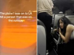 Video terrificanti mostrano i passeggeri della Frontier Airlines che fuggono dalla cabina piena di fumo dopo che un aereo ha colpito una persona sulla pista di Denver