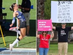 L’atleta trans track AB Hernandez gareggia nei campionati statali mentre le proteste montano fuori dallo stadio