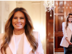 Melania Trump indossa il femminile blazer McQueen per onorare le mamme militari