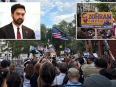 Sostenitori filo-israeliani colpiscono Mamdani in un’accesa protesta fuori dalla Gracie Mansion