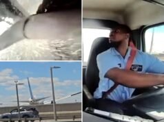 Un video pazzesco cattura il momento in cui l’aereo che atterra a Newark colpisce il camion del panificio
