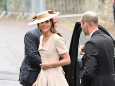 La Principessa del Galles rende chic l’ospite di nozze con un elegante abito Roland Mouret da £ 750 mentre si unisce al Principe William al matrimonio di Peter Phillips e Harriet Sperling