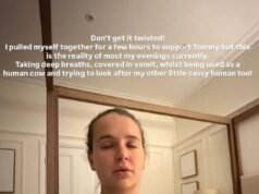Molly-Mae Hague condivide uno scatto sincero durante l’allattamento al seno mentre rivela che “Spanx, un assorbente gigante e tante preghiere” l’hanno aiutata a infilarsi un vestito di taglia 10 pochi giorni dopo il parto