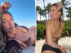 Hailey Bieber mostra addominali tonici nelle foto dietro le quinte della nuova campagna di Rhode Beach