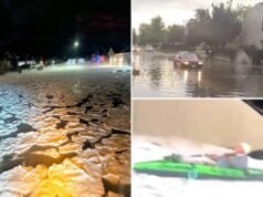 Tempeste torrenziali, grandine allagano le strade suburbane con ghiaccio galleggiante nel primo fine settimana estivo completo in Idaho
