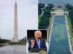 Trump afferma che i vandali hanno utilizzato sostanze chimiche per danneggiare la piscina riflettente recentemente rinnovata vicino al Lincoln Memorial