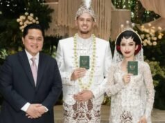 Come testimone del matrimonio di Justin Hubner e Jennifer Coppen, Erick Thohir ha dato un messaggio profondo alla coppia