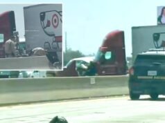 Orrore mortale e grande mentre il semirimorchio Target attraversa il traffico in arrivo sull’autostrada SoCal