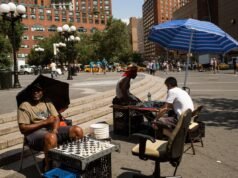 Giocatore di scacchi ferito al tavolo in un famoso parco di New York