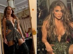 L’ultimo look sbalorditivo di Jennifer Lopez presenta importanti tagli sui fianchi, una scollatura profonda e un sacco di glitter