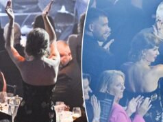 Taylor Swift chiede a Steven Spielberg di filmare lei e Travis Kelce mentre ballano alla presentazione della Songwriters Hall of Fame: video