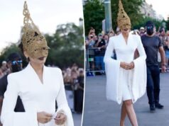 Zendaya stupisce con un imponente copricapo couture all’evento parigino “The Odyssey”.