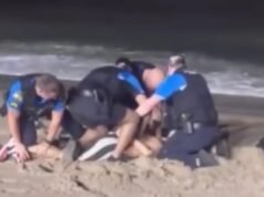 Un poliziotto di Virginia Beach schiva una mossa selvaggia di karate mentre insegue un maestro di arti marziali in un video virale