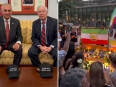 Gli iraniani a Londra tengono una veglia a lume di candela per Lindsey Graham davanti all’ambasciata americana
