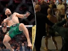 Conor McGregor scappa dall’arena a piedi nudi dopo un brutale infortunio al ginocchio all’UFC 329