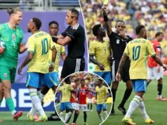 Neymar prende in giro il portiere della Norvegia dopo aver segnato l’unico gol del Brasile in una brillante conclusione della carriera ai Mondiali