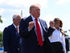 Donald Trump è protagonista mentre saluta le star dell’IndyCar allo storico Gran Premio Freedom 250, prima di guidare il giro d’onore