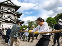 Gli abitanti di Hirosaki, in Giappone, cercano di spostare un castello a mano