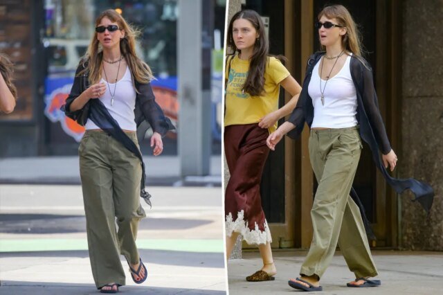I chino Banana Republic di Jennifer Lawrence sono la perfetta alternativa al denim autunnale